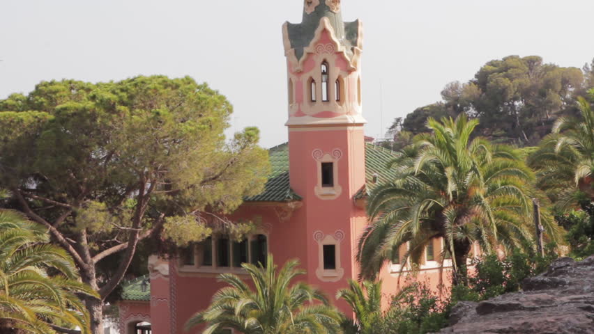 Park Guell in Barcelona. Exterior of Gaudi House Museum, Park Guell in Barcelona. 1080p HD.