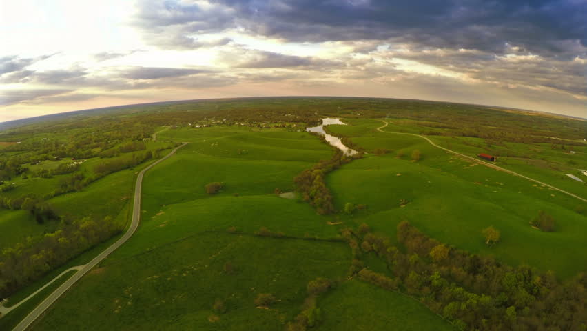 Aerial view of central Kentucky countryside near Georgetown
