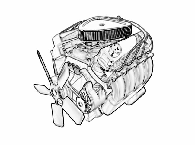 sketch of moving automobile engine