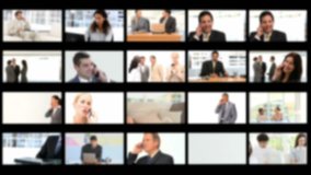 Montage of various people talking on the phone