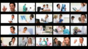 Montage of doctors analyzing and explaining some results