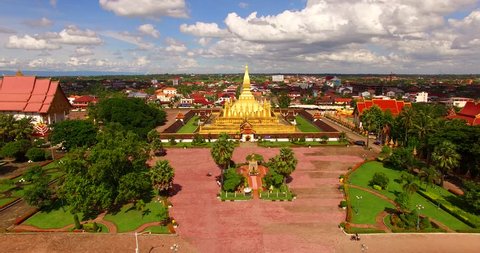 Aerial view of  Wat Phra That Luang  , Vientiane, Lao PDR