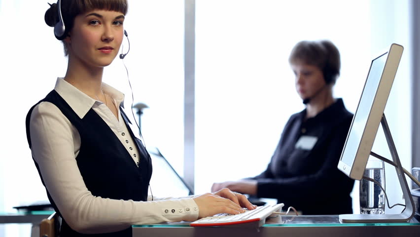 HD: People working at a call center 
