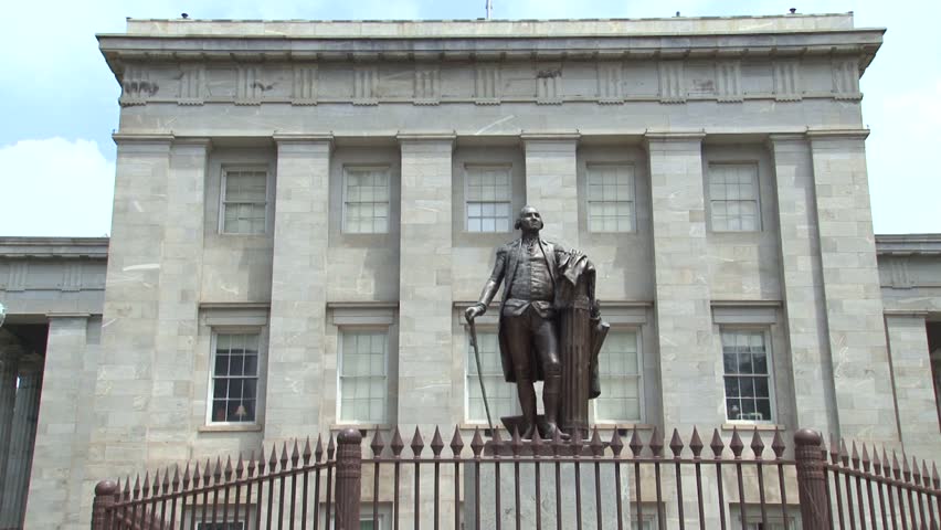 Raleigh, North Carolina State Capital Building with statue