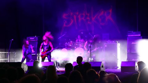 TOLMIN, SLOVENIA - JULY 24: Live performance of the Canadian heavy metal band, Striker at the Metaldays festival on July 24, 2015 in Tolmin, Slovenia.
