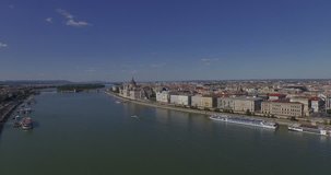 Aerial drone footage. Flying above Chain bridge in Budapest city. Perfect aerial footages. You'll find different clips and different camera directions  movement. 4K