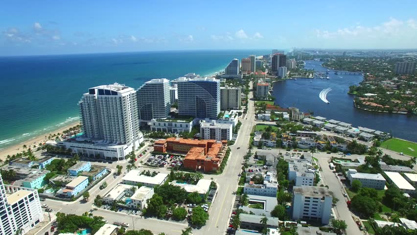 Aerial video of Fort Lauderdale Beach FL USA 4k
