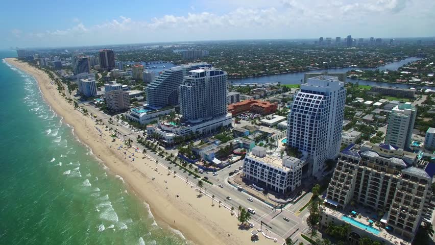 Aerial video of Fort Lauderdale Beach FL USA 4k