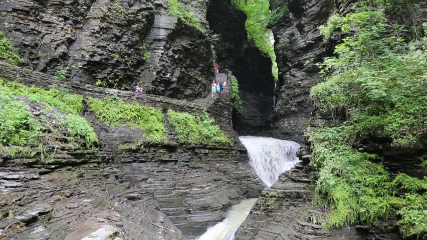 Tourists in Watkins Glen State Park, Finger Lakes Area, New York