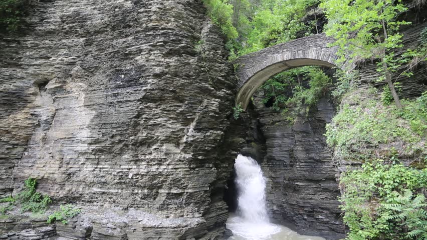 Entrance bridge to Watkins Glen Gorge -  Watkins Glen State Park, Finger Lakes Area, New York