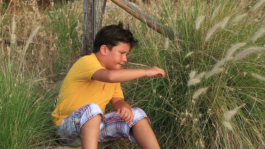 Child playing in nature