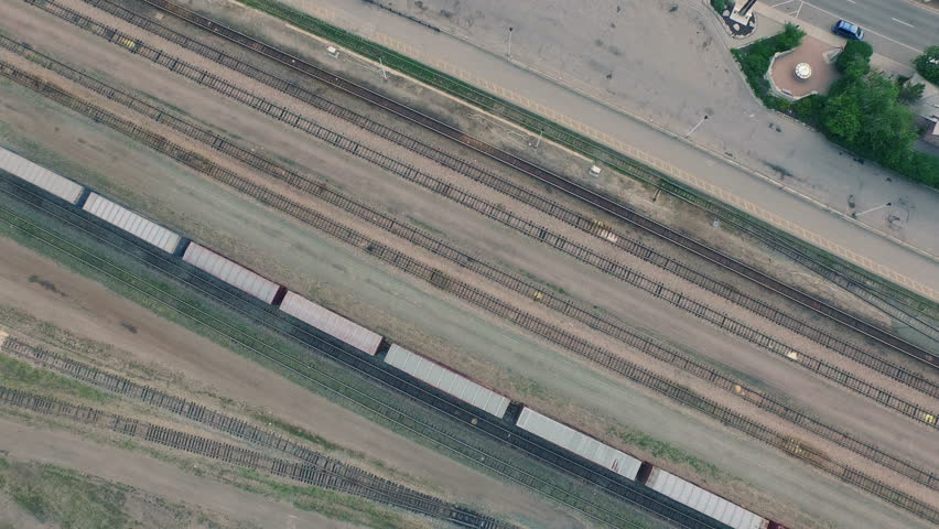 4K Dramatic Aerial drone shot of a train and town in Jasper, Alberta, Canada.