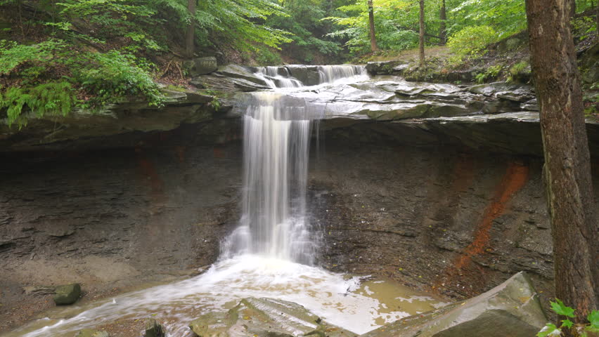 Beautiful long-exposure waterfall scene at Blue Hen Falls in Cuyahoga Valley