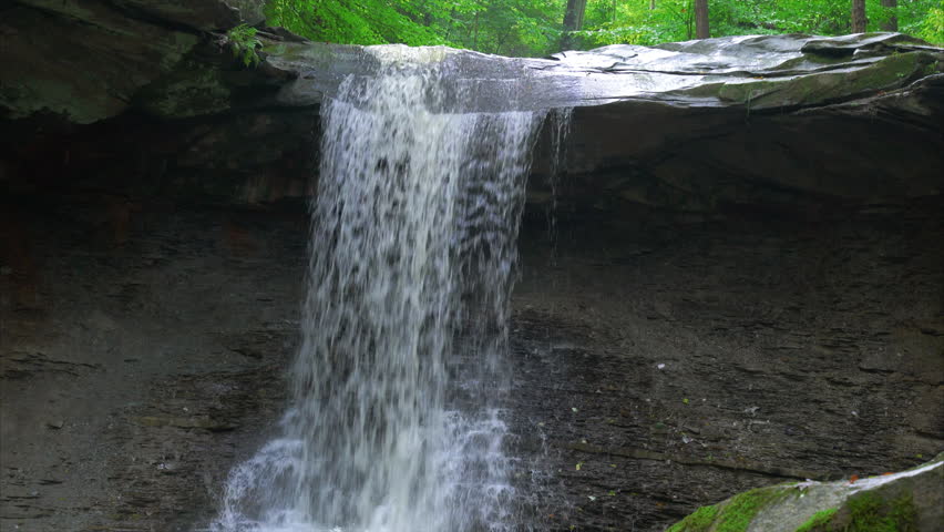Blue Hen Falls low angle view zooming out

