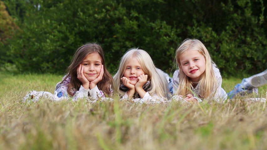 three girls resting in the park