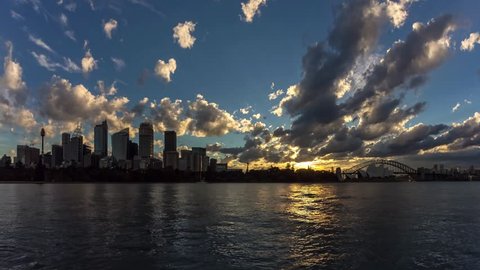 Sydney CBD skyline day to night sunset timelapse in 4k