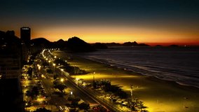 Copacabana beach sunrise timelapse, in Rio de Janeiro, Brazil (4K).
For the 1.6GB MJPEG HD version, search clip ID 11664845