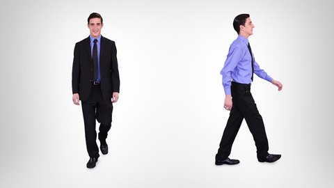 Young businessman walking over white background with alpha matte. 2 in 1. More options in my portfolio.