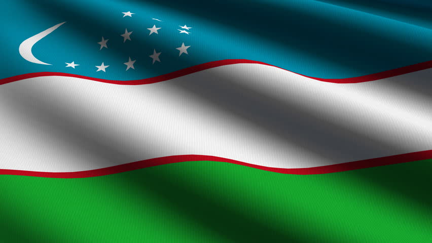 Uzbekistan Close up waving flag - HD loop 