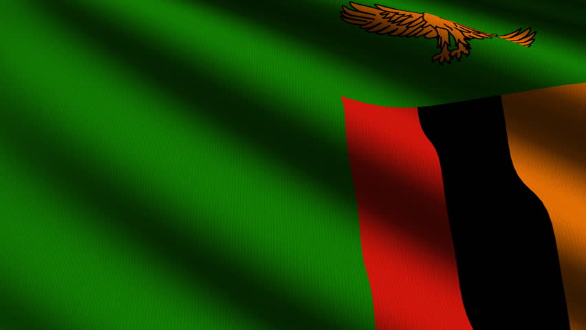Zambia Close up waving flag - HD loop 