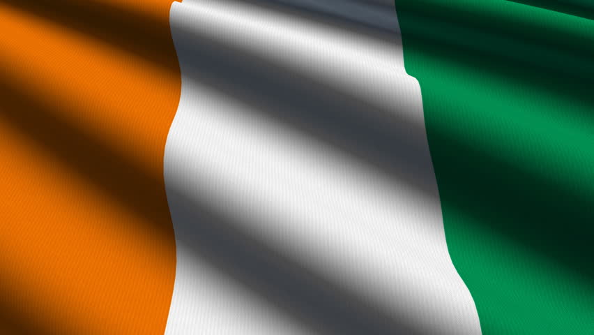 Ivory Coast Close up waving flag - HD loop 