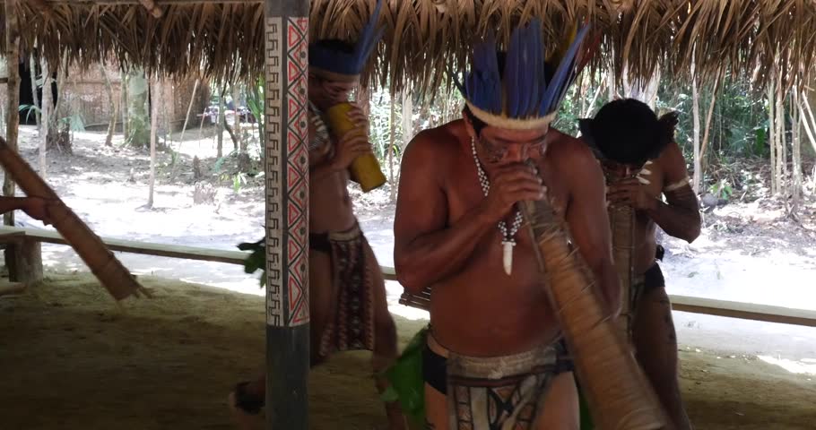 Indian tribe ritual in Amazon, Brazil Royalty-Free Stock Footage #11716328