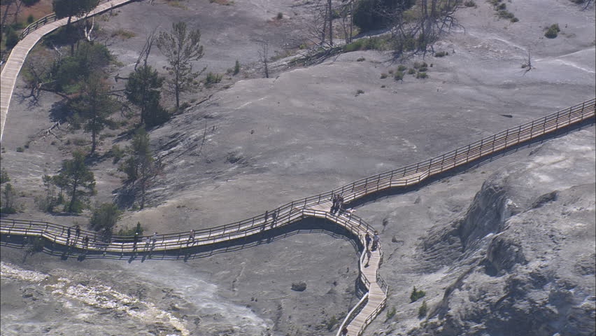 AERIAL United States-Mammoth Springs Walkways 2012