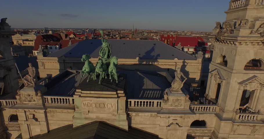 Aerial drone footage. Budapest Museum of Ethnography, Hungary. The grandiose Neo-Renaissance palace that houses the Museum of Ethnography  was built between 1893 and 1896 for the Supreme Court.