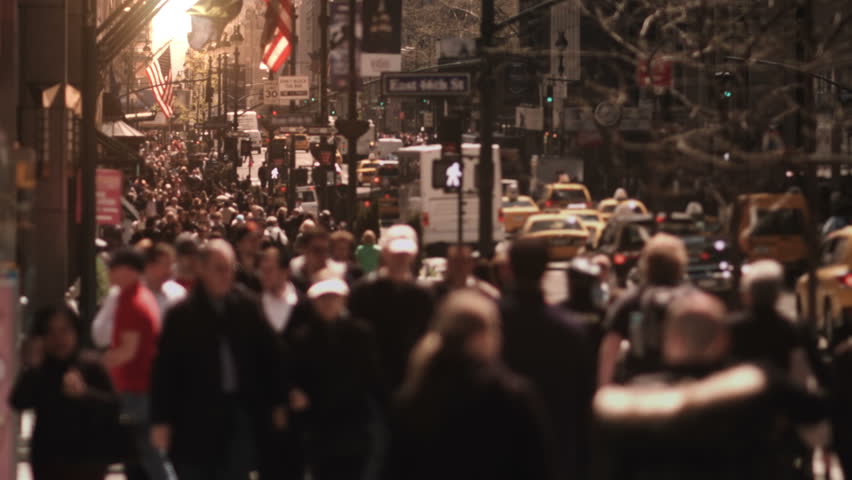 Crowded avenue. New York City. US. People walking in busy street of Manhattan. Traffic passing by. More options in my portfolio. Royalty-Free Stock Footage #11739422