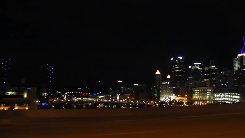 Driving in Pittsburgh, PA at night.