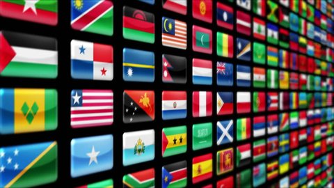 Wall filled with colorful world flags. Luma matte. Loopable. More colors in my portfolio.