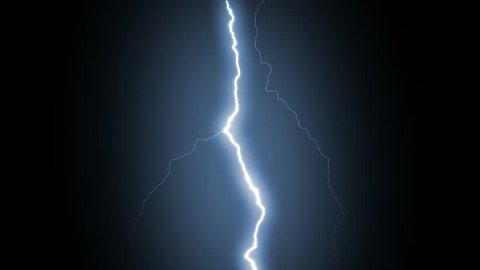 Several lightning strikes over black background. Blue. Electrical Storm. More options in my portfolio.