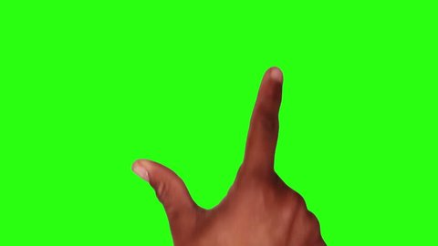 Set of 19 hand touchscreen gestures, showing the uses of computer touchscreen, tablet, trackpad or mobile phone. Afro-American female hand. Green Screen. More options in my portfolio.