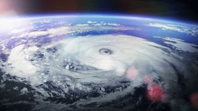 Hurricane. With flares. 2 videos in 1 file. Huge hurricane seen from space with flares. Earth map based on images courtesy of: NASA http://www.nasa.gov.