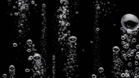 Underwater scene with bubbles rising up. White. Loopable, alpha matte.