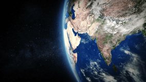 India seen from space. 2 videos in 1 file. Highly detailed animation of the Earth seen from space. Earth map based on images courtesy of: NASA http://www.nasa.gov.