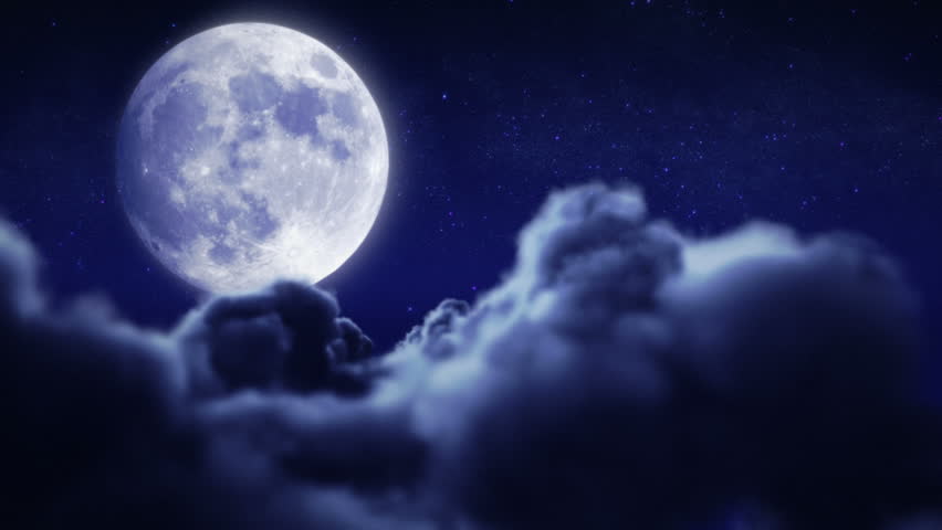 Santa Claus with his sleigh and reindeer flying over full moon. 2 videos in 1 file. More options in my portfolio.