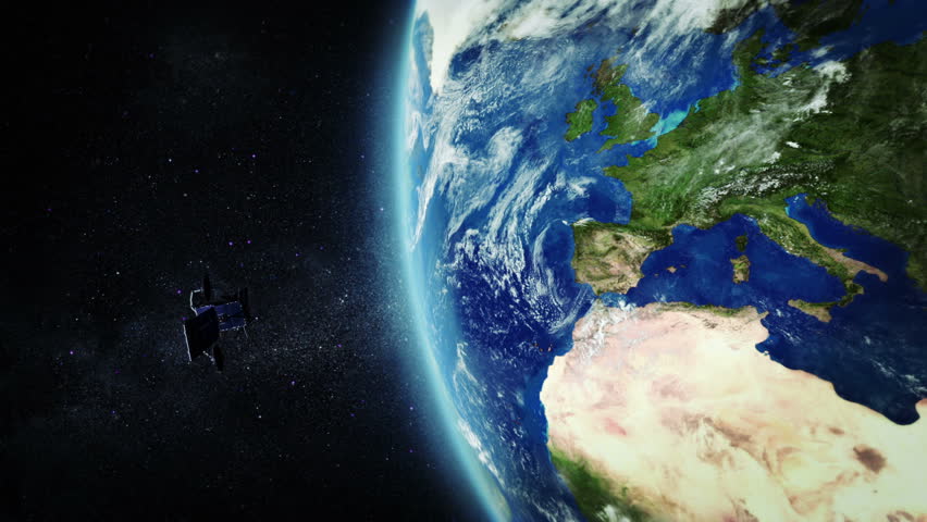 Africa. Highly detailed telecommunication satellite orbiting the Earth. Satellite and Earth models based on images courtesy of: NASA http://www.nasa.gov. 3 videos in 1 file.