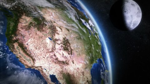 United States seen from space. 2 videos in 1 file. Highly detailed animation of the Earth seen from space. Earth map based on images courtesy of: NASA http://www.nasa.gov.