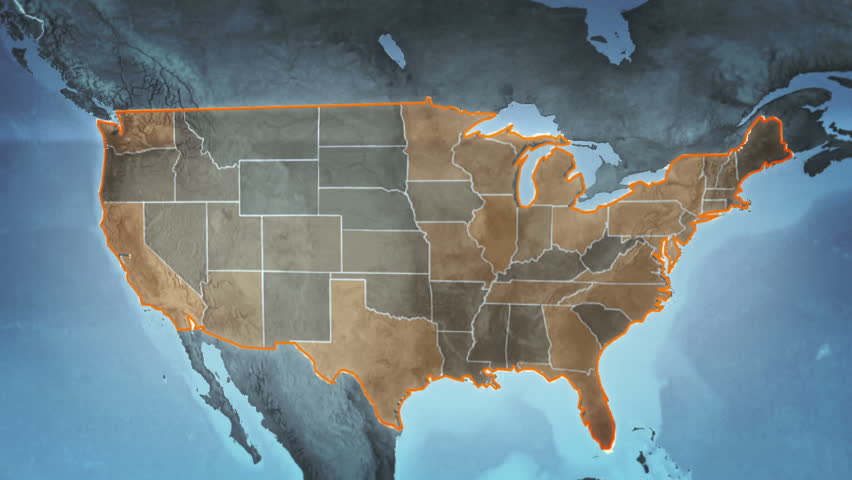 World map with US Airports, Roads and Railroads. Gray. Highly detailed US map. Loopable. More options in my portfolio.