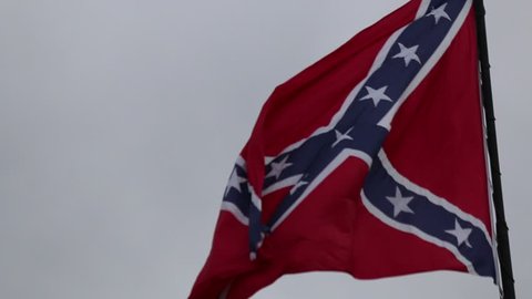 Closeup of Confederate/Rebel Flag Waving in the Breeze
