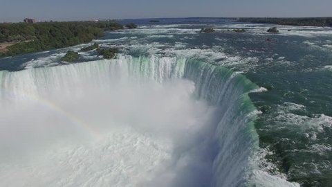 Aerial view of North America's Magnificent Niagara Falls on the border of Canada and the United States