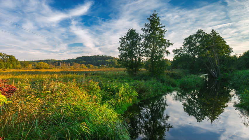 4k timelapse of landscape with beautiful river. 3840x2160, 24fps 