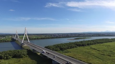 Sky taken with drone Taking: blue sky and the river and the bridge and roadway 1
/ September 17, 2015 in Japan of the shooting in Hokkaido /
Landscape autumn blue sky were transferred empty background స్టాక్ వీడియో