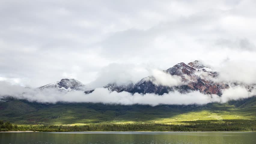 Looking at Pyramid Mount from the Patricia Lake. Jasper National Park, Jasper, Alberta, Canada.  
