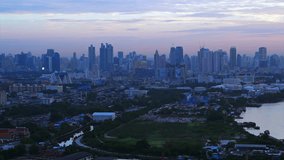 Bangkok, Thailand capital city of South East Asia view from top at sunrise skyline over the main river curve