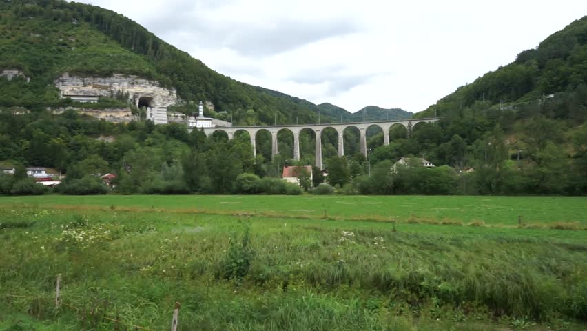Railway bridge near Saint Ursanne, Switzerland