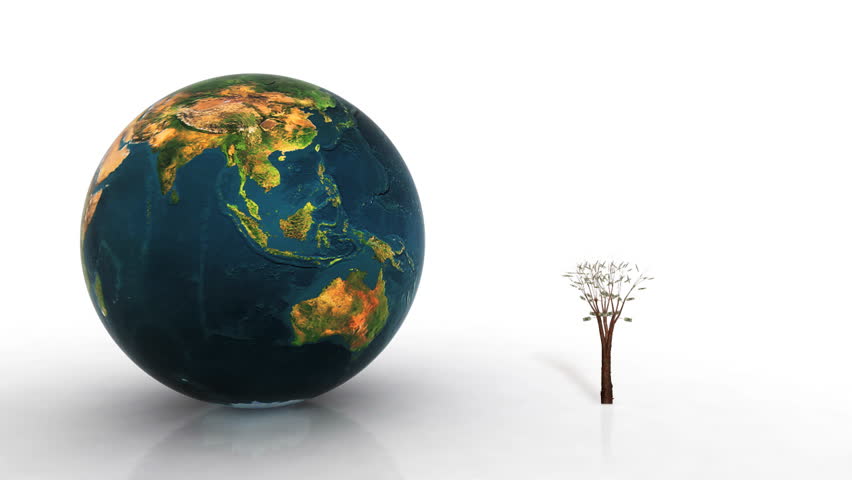 Animated glossy Earth and dollar tree growing
