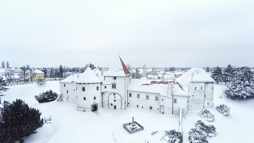 Varazdin Castle and Old Town in winter time, one of the most important tourist centers of northern Croatia.
