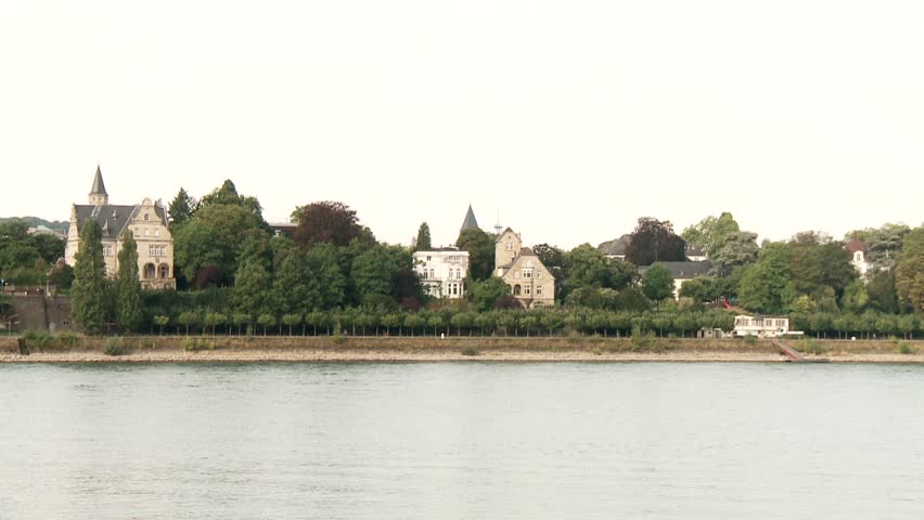 video footage of the Villa Hammerschmidt (Old primary oficial seat of the President in germany) in Bonn and the river Rhine. Germany